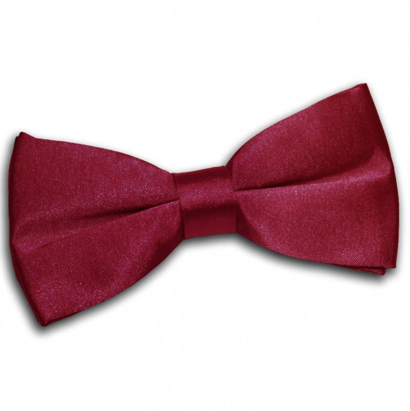 Image 1 of Burgundy Mens Plain Satin Bow Tie Wedding Necktie