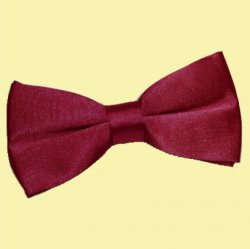 Burgundy Mens Plain Satin Bow Tie Wedding Necktie