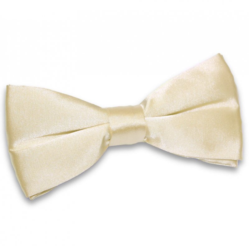 Image 1 of Champagne Mens Plain Satin Bow Tie Wedding Necktie