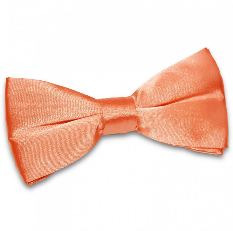 Image 1 of Coral Mens Plain Satin Bow Tie Wedding Necktie