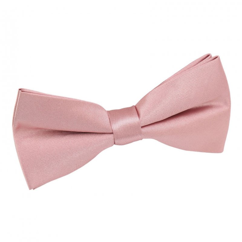 Image 1 of Dusty Pink Mens Plain Satin Bow Tie Wedding Necktie