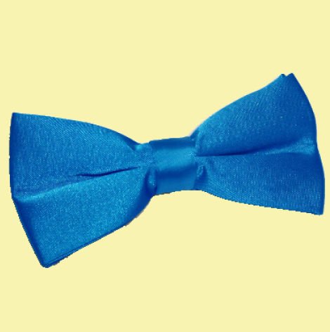 Image 0 of Electric Blue Mens Plain Satin Bow Tie Wedding Necktie