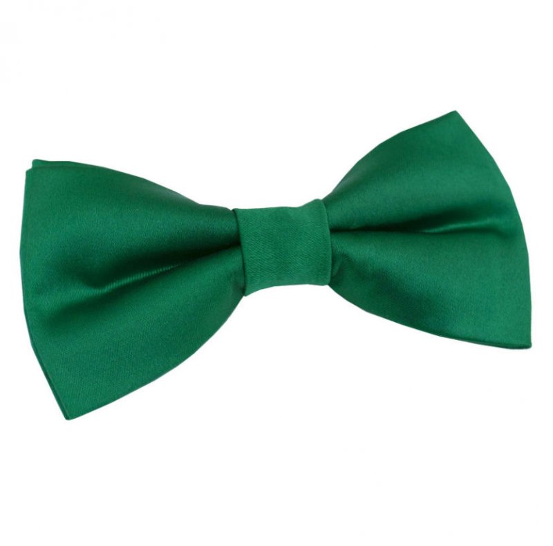 Image 1 of Emerald Green Mens Plain Satin Bow Tie Wedding Necktie