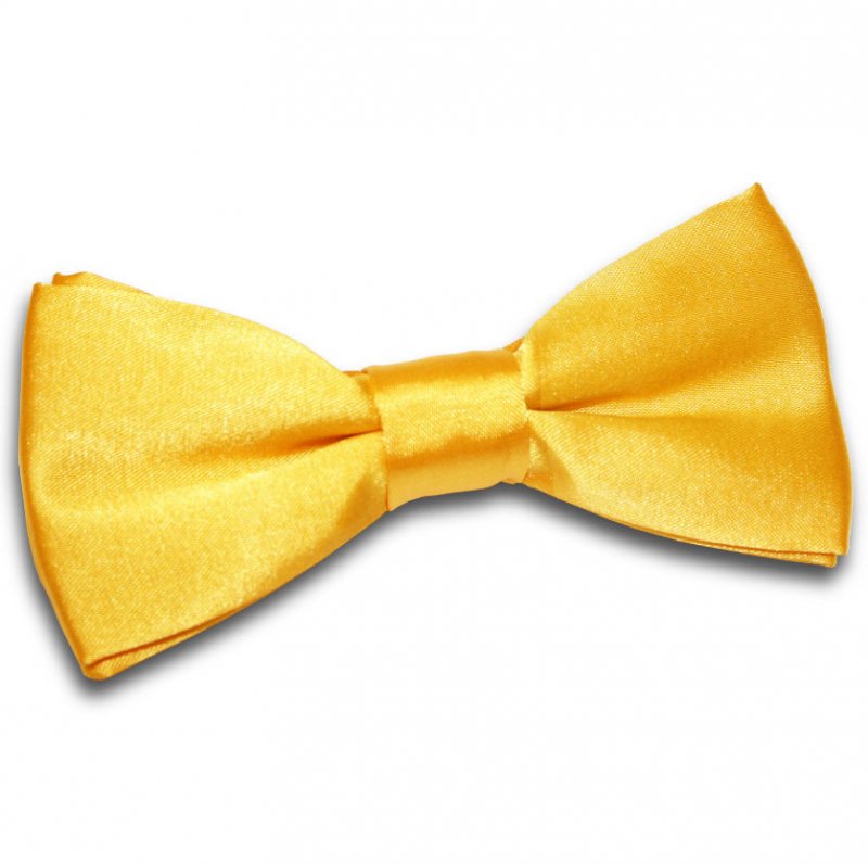 Image 1 of Marigold Yellow Mens Plain Satin Bow Tie Wedding Necktie