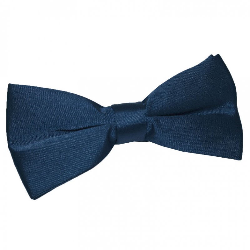 Image 1 of Navy Blue Mens Plain Satin Bow Tie Wedding Necktie