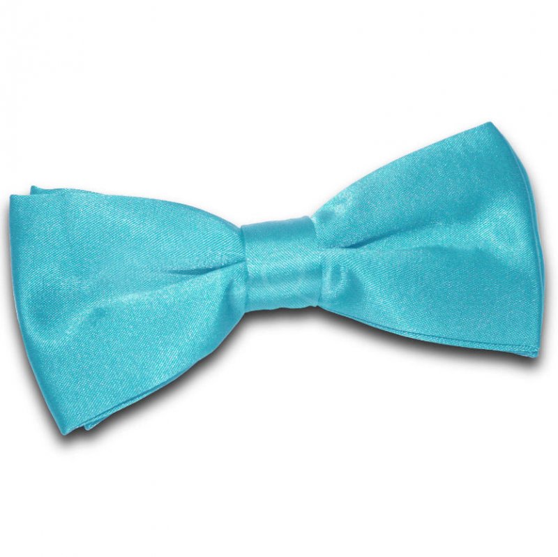 Image 1 of Robins Egg Blue Mens Plain Satin Bow Tie Wedding Necktie