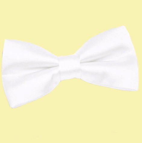 Image 0 of White Mens Plain Satin Bow Tie Wedding Necktie