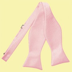 Baby Pink Mens Plain Satin Self-Tie Bow Tie Wedding Necktie 