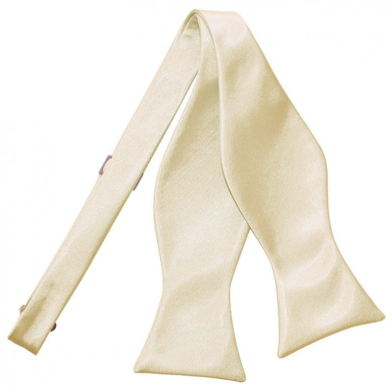 Image 1 of Champagne Mens Plain Satin Self-Tie Bow Tie Wedding Necktie 