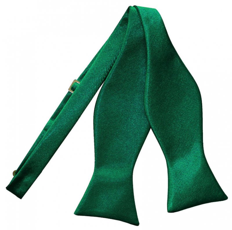Image 1 of Emerald Green Mens Plain Satin Self-Tie Bow Tie Wedding Necktie 