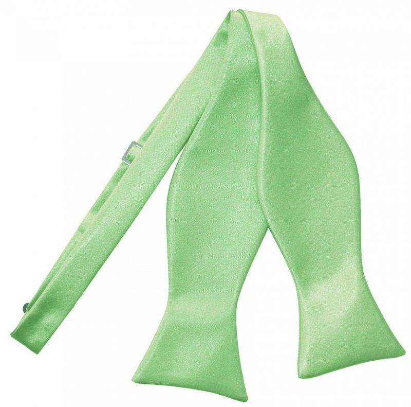 Image 1 of Lime Green Mens Plain Satin Self-Tie Bow Tie Wedding Necktie 
