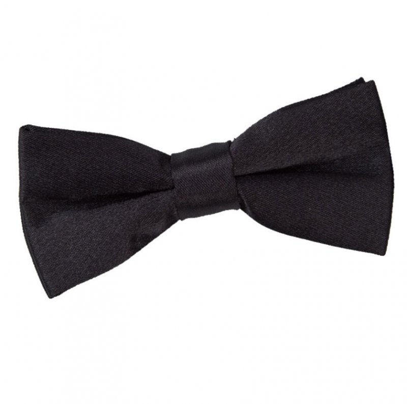 Image 1 of Black Boys Plain Satin Bow Tie Wedding Neck Bow Tie