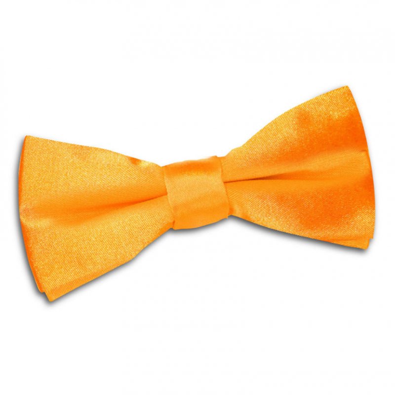 Image 1 of Fluorescent Orange Boys Plain Satin Bow Tie Wedding Neck Bow Tie