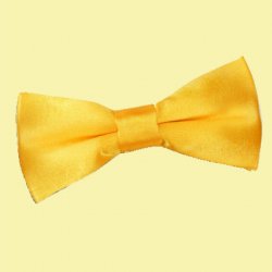 Marigold Yellow Boys Plain Satin Bow Tie Wedding Neck Bow Tie