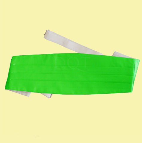 Image 0 of Apple Green Mens Plain Satin Pleated Wedding Cummerbund