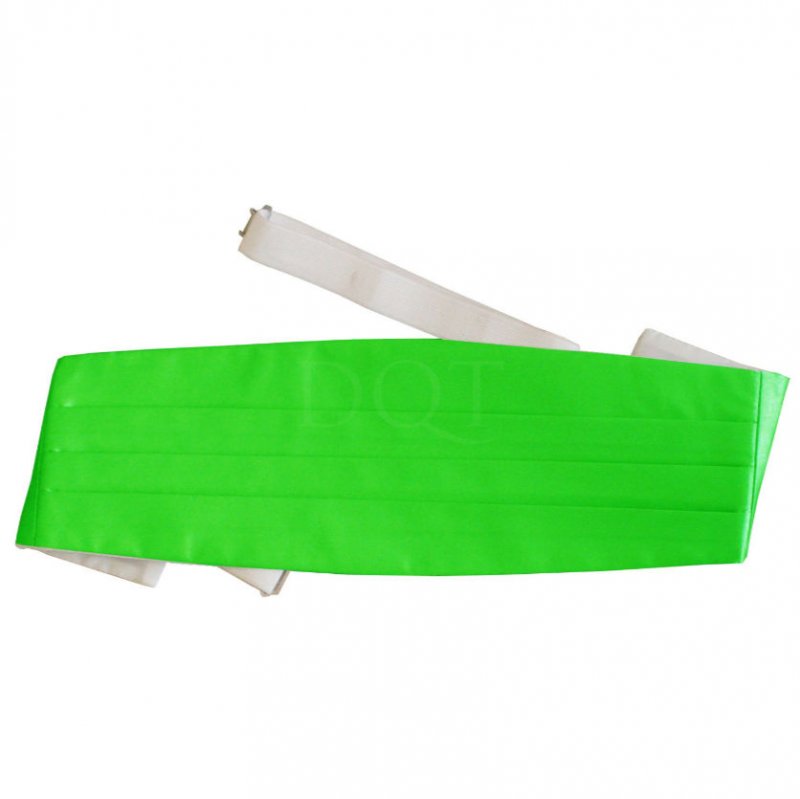 Image 1 of Apple Green Mens Plain Satin Pleated Wedding Cummerbund