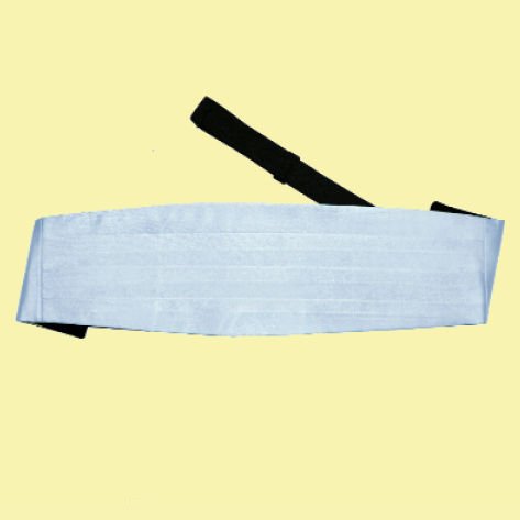 Image 0 of Baby Blue Mens Plain Satin Pleated Wedding Cummerbund