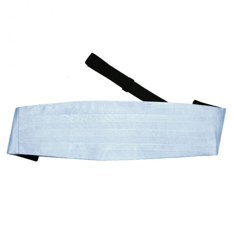 Image 1 of Baby Blue Mens Plain Satin Pleated Wedding Cummerbund