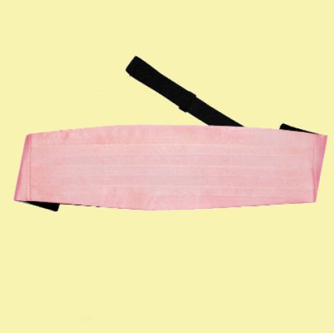 Image 0 of Baby Pink Mens Plain Satin Pleated Wedding Cummerbund