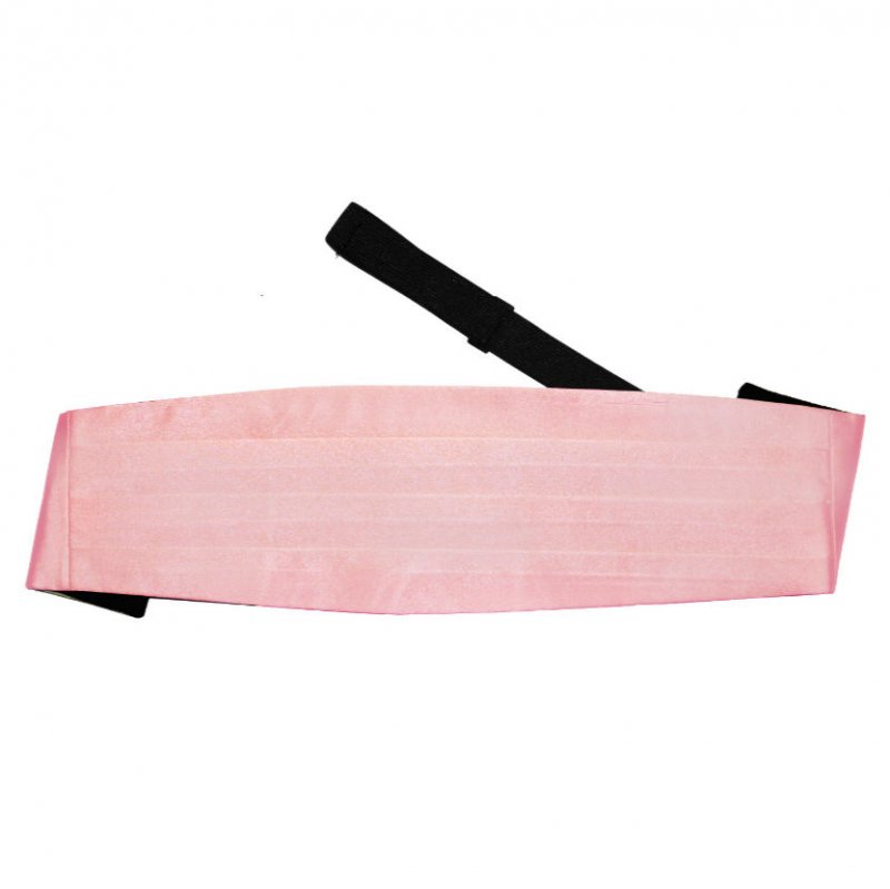 Image 1 of Baby Pink Mens Plain Satin Pleated Wedding Cummerbund