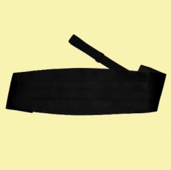 Black Mens Plain Satin Pleated Wedding Cummerbund