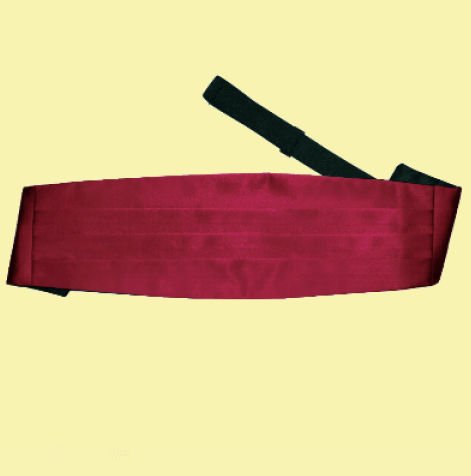 Image 0 of Burgundy Mens Plain Satin Pleated Wedding Cummerbund