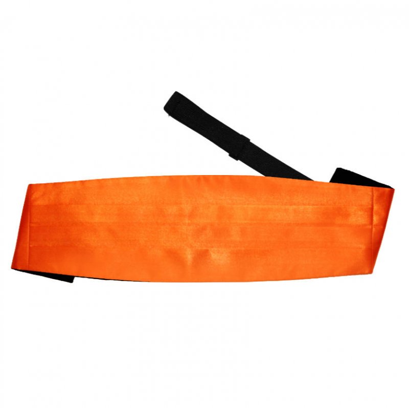Image 1 of Burnt Orange Mens Plain Satin Pleated Wedding Cummerbund