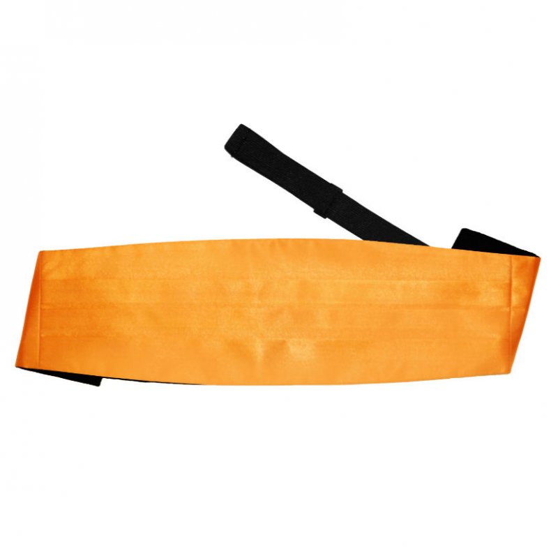Image 1 of Fluorescent Orange Mens Plain Satin Pleated Wedding Cummerbund