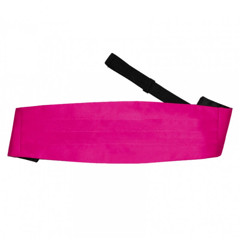 Image 1 of Hot Pink Mens Plain Satin Pleated Wedding Cummerbund