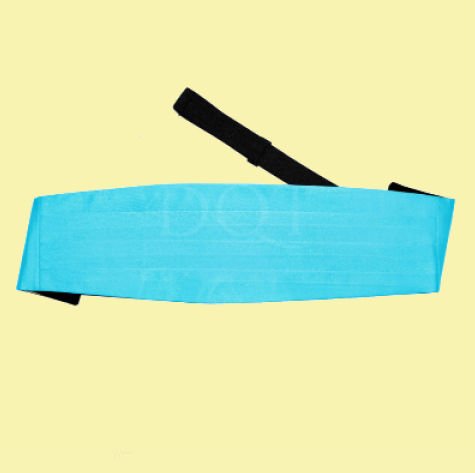 Image 0 of Robins Egg Blue Mens Plain Satin Pleated Wedding Cummerbund