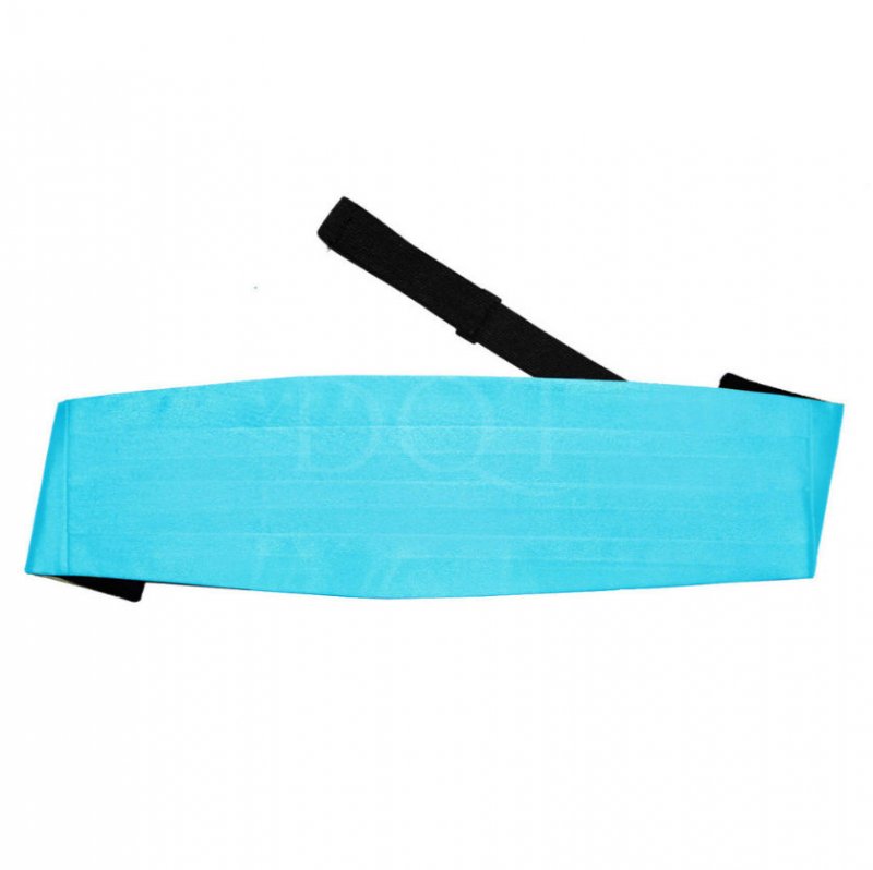 Image 1 of Robins Egg Blue Mens Plain Satin Pleated Wedding Cummerbund