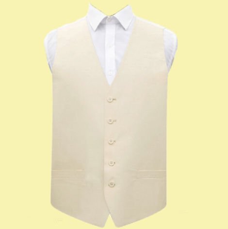 Image 0 of Beige Mens Plain Shantung  Wedding Vest Waistcoat 