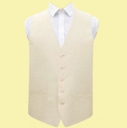Beige Mens Plain Shantung  Wedding Vest Waistcoat 