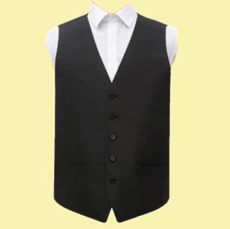 Image 0 of Black Mens Plain Shantung  Wedding Vest Waistcoat 