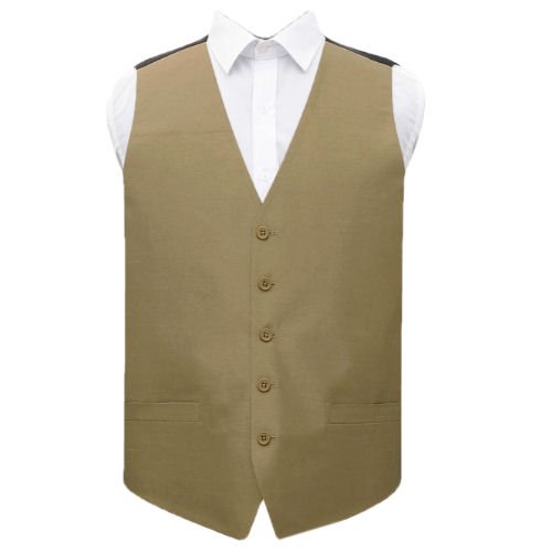 Image 1 of Bronze Mens Plain Shantung  Wedding Vest Waistcoat 