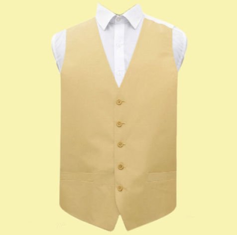 Image 0 of Gold Mens Plain Shantung Wedding Vest Waistcoat 