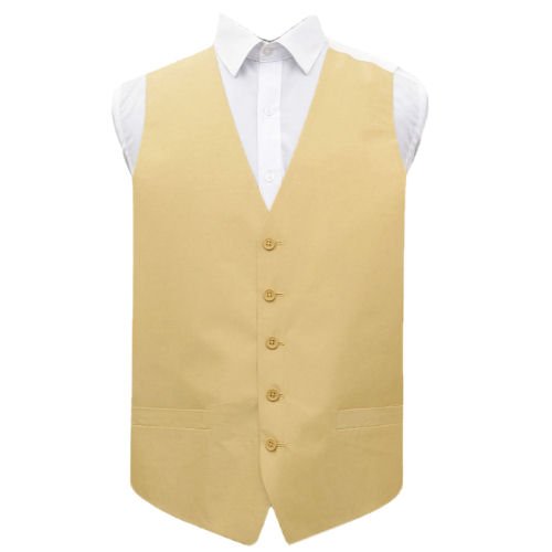 Image 1 of Gold Mens Plain Shantung Wedding Vest Waistcoat 