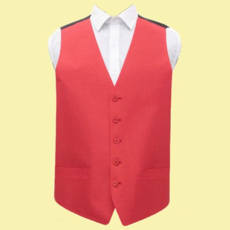 Image 0 of Scarlet Red Mens Plain Shantung Wedding Vest Waistcoat 