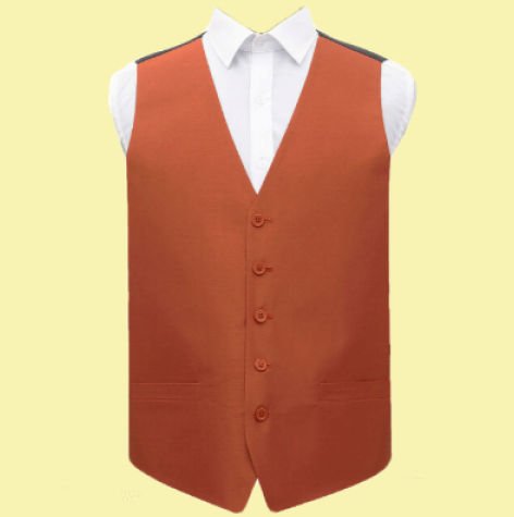Image 0 of Rust Mens Plain Shantung Wedding Vest Waistcoat 