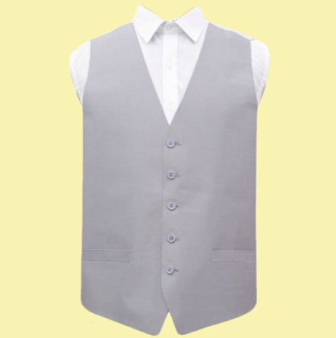 Image 0 of Silver Grey Mens Plain Shantung Wedding Vest Waistcoat 
