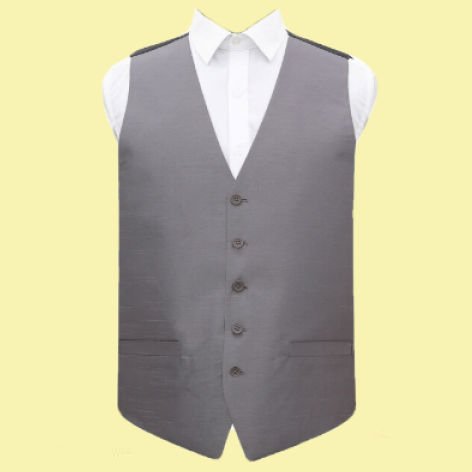 Image 0 of Steel Grey Mens Plain Shantung Wedding Vest Waistcoat 
