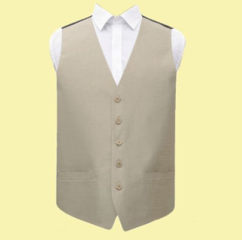 Image 0 of Taupe Mens Plain Shantung Wedding Vest Waistcoat 