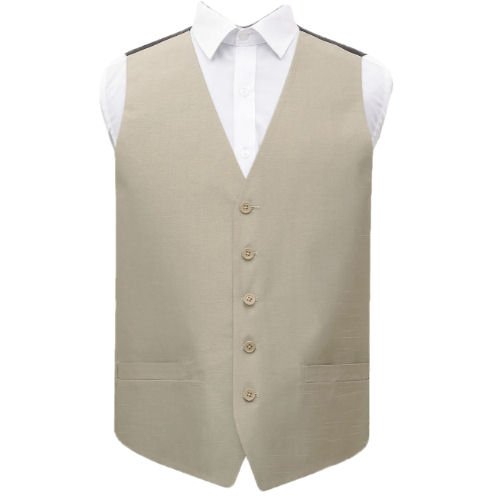 Image 1 of Taupe Mens Plain Shantung Wedding Vest Waistcoat 