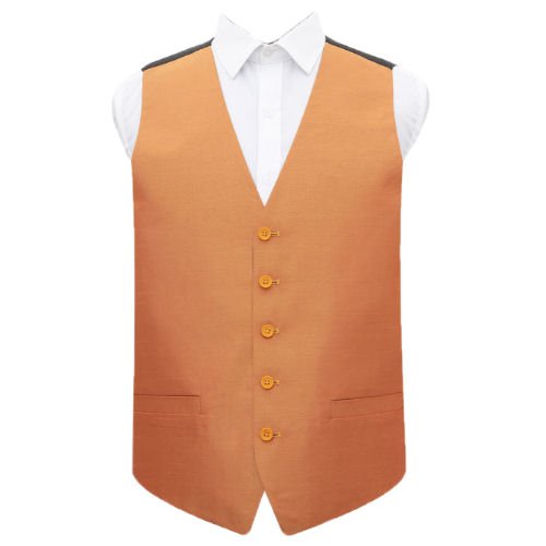Image 1 of Turmeric Yellow Mens Plain Shantung Wedding Vest Waistcoat 