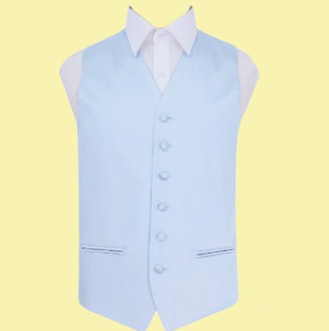 Image 0 of Baby Blue Mens Plain Satin Wedding Vest Waistcoat 