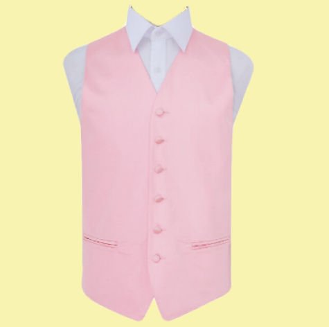 Image 0 of Baby Pink Mens Plain Satin Wedding Vest Waistcoat 