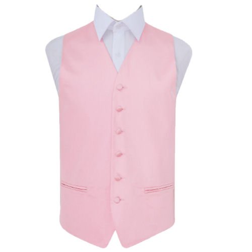 Image 1 of Baby Pink Mens Plain Satin Wedding Vest Waistcoat 