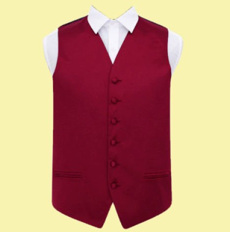 Image 0 of Burgundy Mens Plain Satin Wedding Vest Waistcoat 