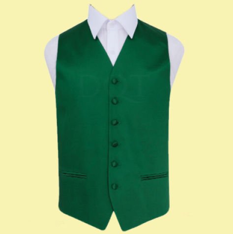 Image 0 of Emerald Green Mens Plain Satin Wedding Vest Waistcoat 