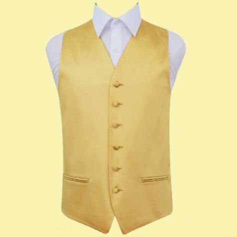 Image 0 of Gold Mens Plain Satin Wedding Vest Waistcoat 